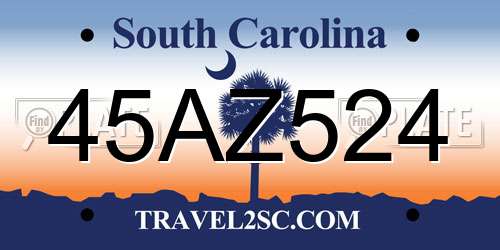 45AZ524 South Carolina License Plate
