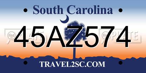 45AZ574 South Carolina License Plate