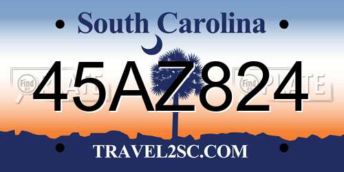 45AZ824 South Carolina License Plate