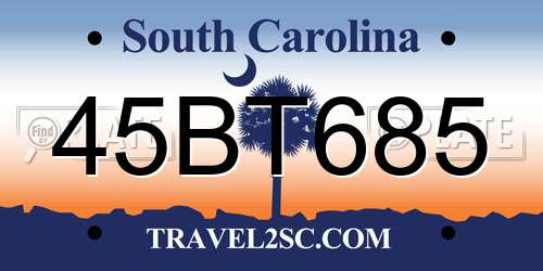 45BT685 South Carolina License Plate