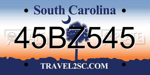 45BZ545 South Carolina License Plate