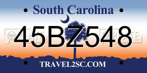 45BZ548 South Carolina License Plate