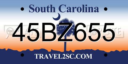 45BZ655 South Carolina License Plate