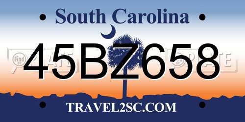 45BZ658 South Carolina License Plate