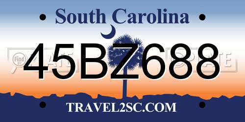 45BZ688 South Carolina License Plate
