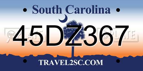 45DZ367 South Carolina License Plate