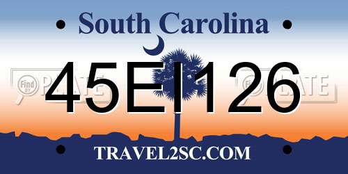 45EI126 South Carolina License Plate