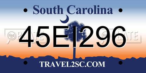 45EI296 South Carolina License Plate