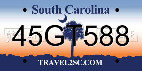 45GT588 South Carolina License Plate