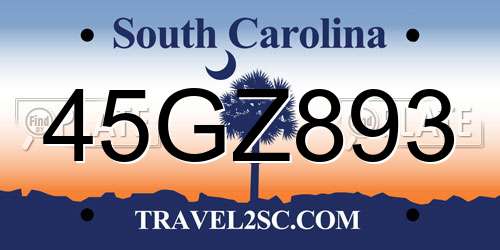 45GZ893 South Carolina License Plate