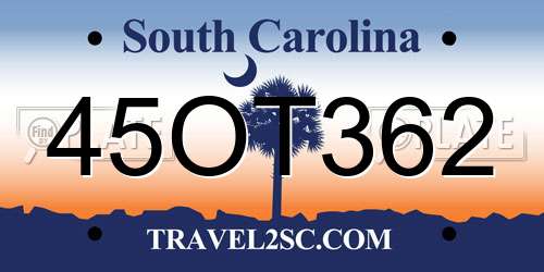 45OT362 South Carolina License Plate