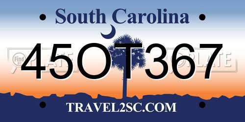 45OT367 South Carolina License Plate