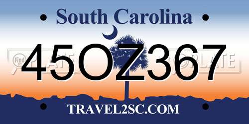 45OZ367 South Carolina License Plate