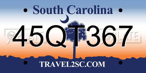 45QT367 South Carolina License Plate