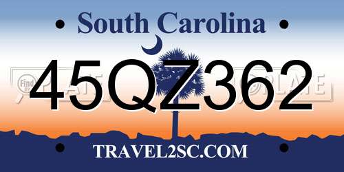 45QZ362 South Carolina License Plate