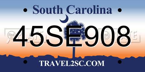 45SE908 South Carolina License Plate