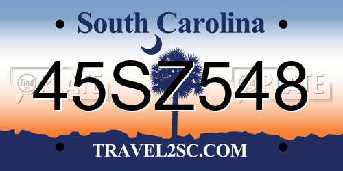45SZ548 South Carolina License Plate