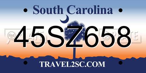 45SZ658 South Carolina License Plate