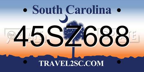 45SZ688 South Carolina License Plate