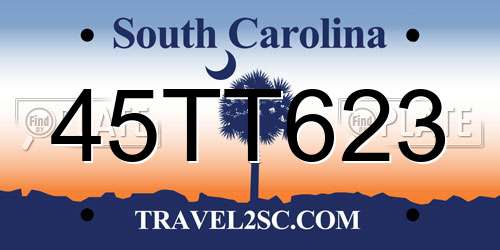 45TT623 South Carolina License Plate