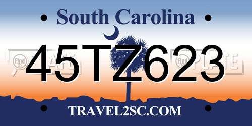 45TZ623 South Carolina License Plate