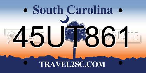 45UT861 South Carolina License Plate