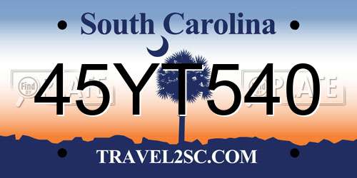 45YT540 South Carolina License Plate
