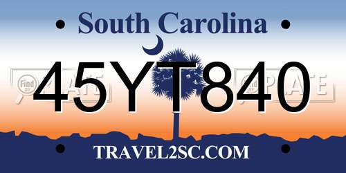 45YT840 South Carolina License Plate