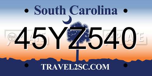 45YZ540 South Carolina License Plate