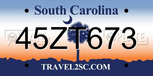 45ZT673 South Carolina License Plate