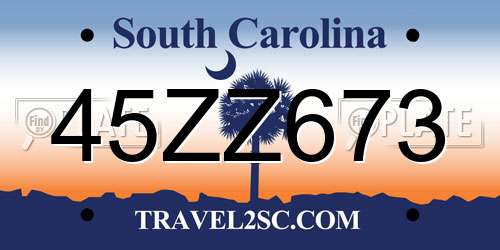 45ZZ673 South Carolina License Plate