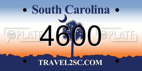 4600 South Carolina License Plate