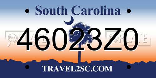 46023Z0 South Carolina License Plate