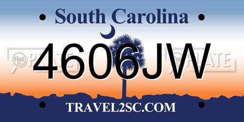 4606JW South Carolina License Plate