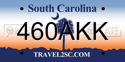 460AKK South Carolina License Plate
