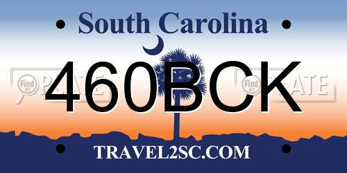 460BCK South Carolina License Plate