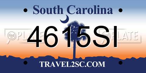 4615SI South Carolina License Plate