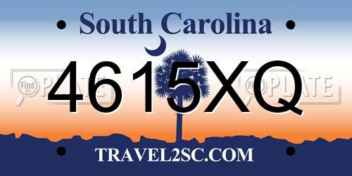 4615XQ South Carolina License Plate