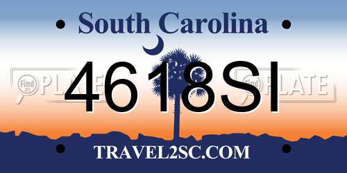 4618SI South Carolina License Plate