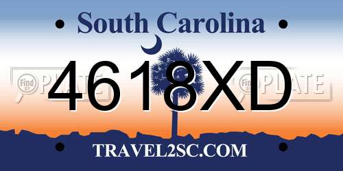 4618XD South Carolina License Plate