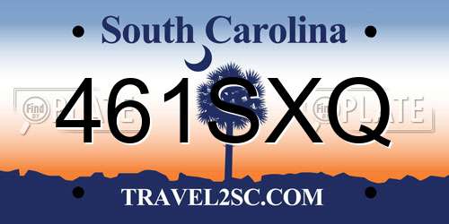 461SXQ South Carolina License Plate