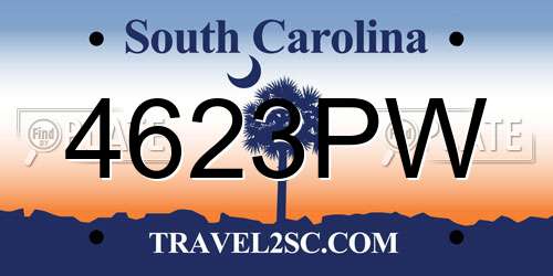 4623PW South Carolina License Plate