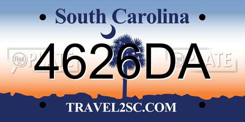 4626DA South Carolina License Plate