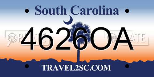 4626OA South Carolina License Plate