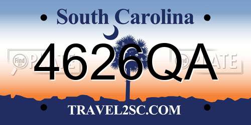 4626QA South Carolina License Plate