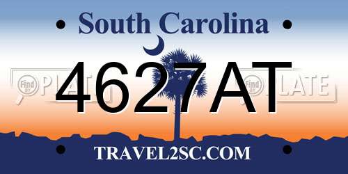 4627AT South Carolina License Plate