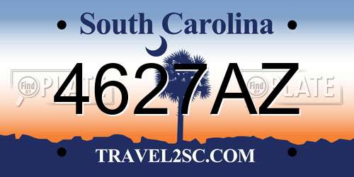 4627AZ South Carolina License Plate