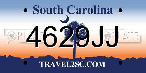 4629JJ South Carolina License Plate