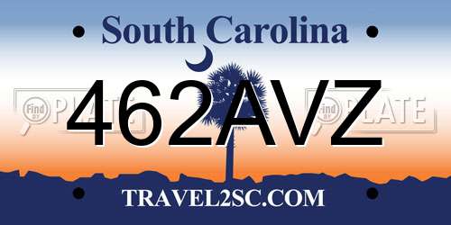 462AVZ South Carolina License Plate