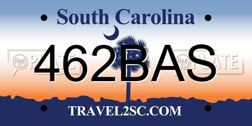462BAS South Carolina License Plate